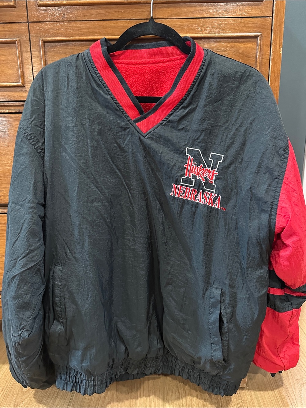 Vintage Nebraska Huskers Men's Black & Red Pullover Jacket